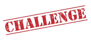 Beyaz arka plan üzerinde izole challenge kırmızı pul