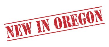 Beyaz arka plan üzerinde izole oregon kırmızı pul yenilikler