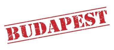 Beyaz arka plan üzerinde izole Budapeşte kırmızı pul