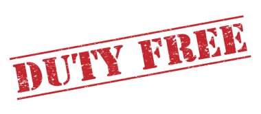 Beyaz arka plan üzerinde izole duty free kırmızı pul