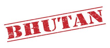 Beyaz arka plan üzerinde izole bhutan kırmızı pul