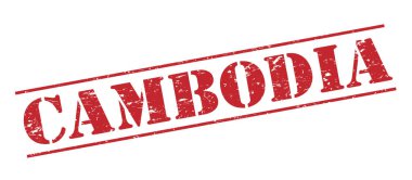 Beyaz arka plan üzerinde izole Kamboçya kırmızı pul