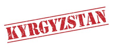 Beyaz arka plan üzerinde izole Kırgızistan kırmızı pul