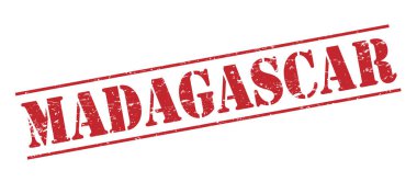 Beyaz arka plan üzerinde izole Madagaskar kırmızı pul