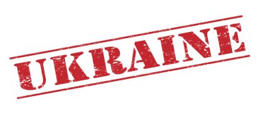 Beyaz arka plan üzerinde izole Ukrayna kırmızı pul