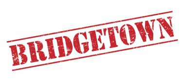 Beyaz arka plan üzerinde izole bridgetown kırmızı pul