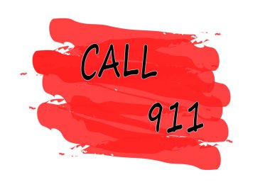Beyaz arka plan üzerinde izole 911 kırmızı pul ara