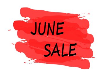 Beyaz arka plan üzerinde izole Haziran Satılık kırmızı pul