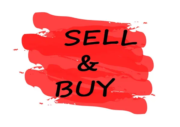 Vendere Acquistare Timbro Rosso Isolato Sfondo Bianco — Foto Stock