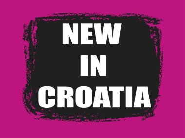 pembe bir arka plan üzerinde siyah Hırvatistan pulu yenilikler