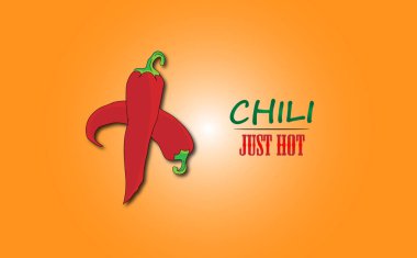 Sadece sıcak biber ve acı biber turuncu zemin üzerine