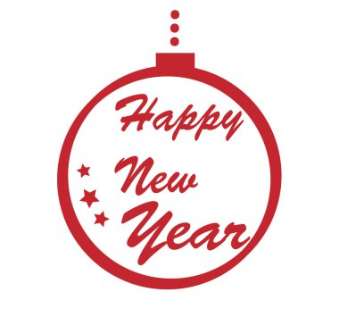 mutlu yeni yıl içinde beyaz arka plan üzerinde izole kırmızı Noel top