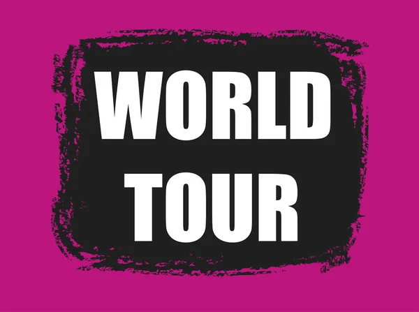 Wereld Tour Zwarte Stempel Roze Achtergrond — Stockfoto