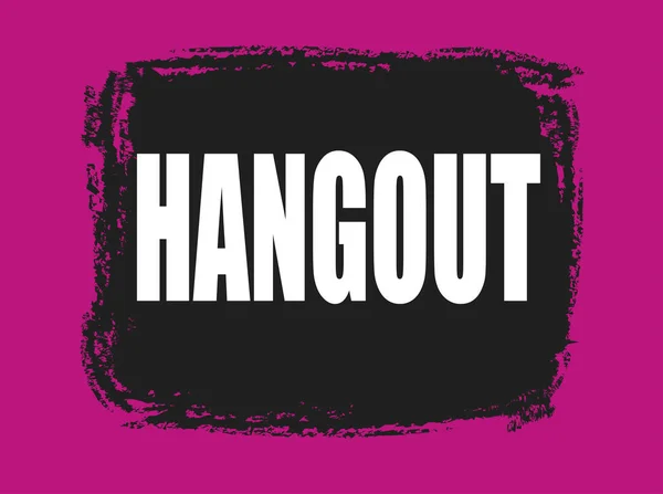 Hangout Zwarte Stempel Roze Achtergrond — Stockfoto