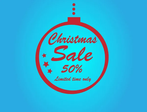 stock image christmas sale 50% in red Christmas ball on blue background