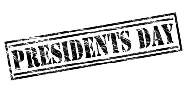 Beyaz arka plan üzerinde izole Başkanlar günü siyah pul