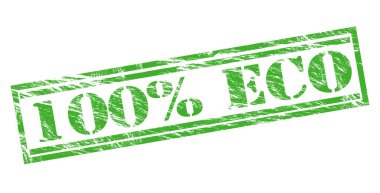 Beyaz arka plan üzerinde izole % 100 eko yeşil pul