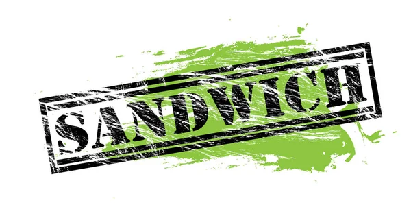 Sandwich Black Green Stamp Isolated White Background — Stock Photo, Image