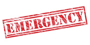 Beyaz arka plan üzerinde izole acil kırmızı pul