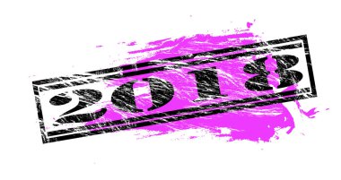 Beyaz arka plan üzerinde izole 2018 renkli pul