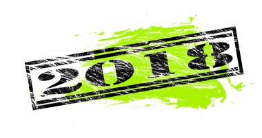 Beyaz arka plan üzerinde izole 2018 renkli pul