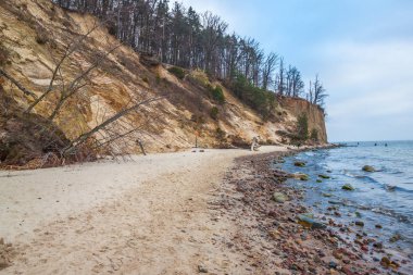 Gdansk, Polonya-14 Ağustos 2017: Gdansk, Brzezno 'da Baltık Denizi Plajı