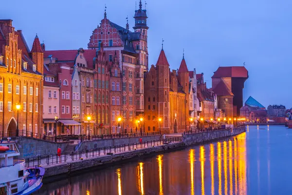 Łodzie Gdańsku Stare Miasto Kanału Gdańsk Polska — Zdjęcie stockowe