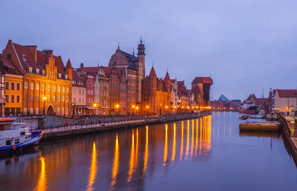 Båtar Gdansk Gamla Stan Kanal Kvällen Gdansk Polen — Stockfoto