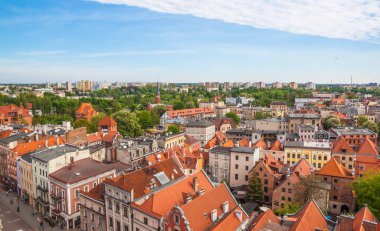 Havadan görünümü. Eski şehir Chelmno, Polonya
