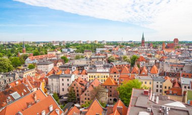 Havadan görünümü. Eski şehir Chelmno, Polonya