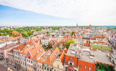 Havadan görünümü. Eski şehir Chelmno, Polonya