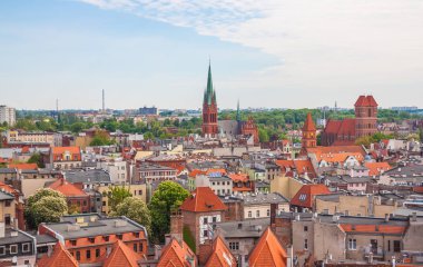 Havadan görünümü. Eski şehir Chelmno, Polonya