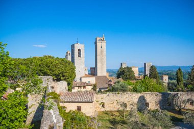 San Gimignano, Toskana, İtalya. San Gimignano tipik Toskana Ortaçağ İtalya yeridir.   