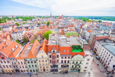 Havadan görünümü. Eski şehir Chelmno, Polonya