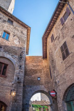 San Gimignano, Toskana, İtalya. San Gimignano tipik Toskana Ortaçağ İtalya yeridir.   