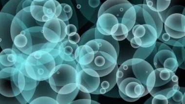 Turkuaz parçası sorunsuz yükselen kabarcıklar yüzen gri ve yavaş hareket döngü parçacık kabarcık animasyon siyah arka plan.