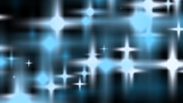 ターコイズ ブルー、青、灰色のシームレスな新星浮動、遅い移動ループ粒子星アニメーション黒背景. — ストック動画