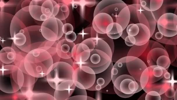 Pink red burgundy Gray seamless rising Bubbles and Stars floating and slow moving Loop particle Bubble Animation Black Background. — Stock Video