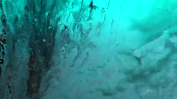 Soap foam on windshield of a car at an automated car wash. Driving through a carwash. View from seat inside. Windshield and Roller Brushes. Close-up of automobile windshield during rinse cycle spray — Stock Video