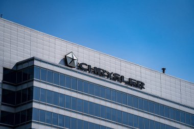 Windsor 'daki Chrysler binasının görüntüsü. Windsor, Kanada - 11 Eylül 2025