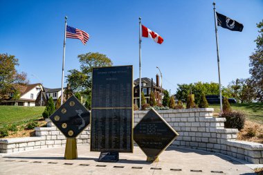Kanada Vietnam Gazileri Anıtı manzarası. Windsor, Kanada - 11 Eylül 2025.