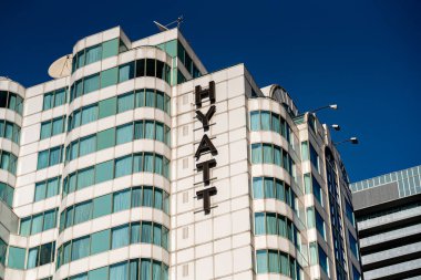 Toronto 'daki Hyatt Regency Oteli manzarası. Toronto, Kanada - 8 Eylül 2025.