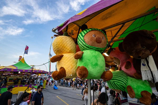 Kanada Ulusal Sergisi CNE 'de büyük oyuncak ödüllerinin görüntüsü. Toronto, Kanada - 16 Ağustos 2025.