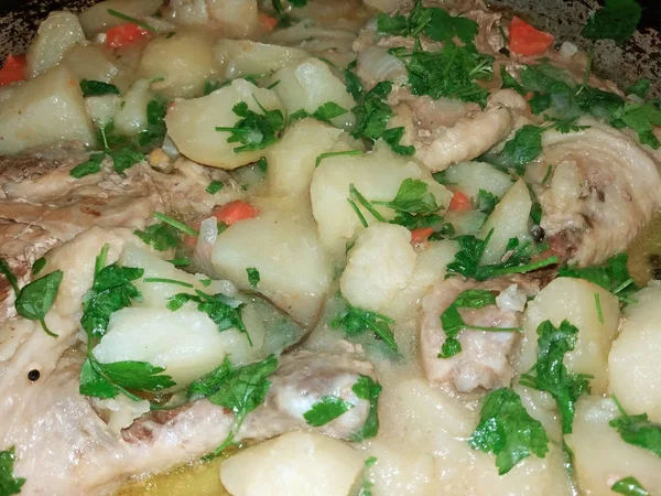 Sopa con patatas y carne — Foto de Stock