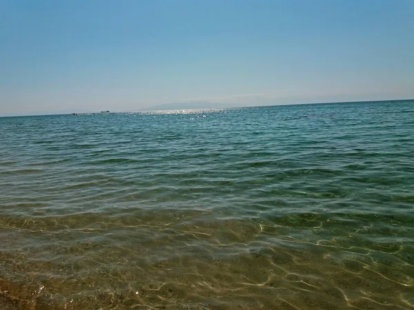 Paesaggio Con Mar Mediterraneo Grecia Cielo Limpido — Foto Stock