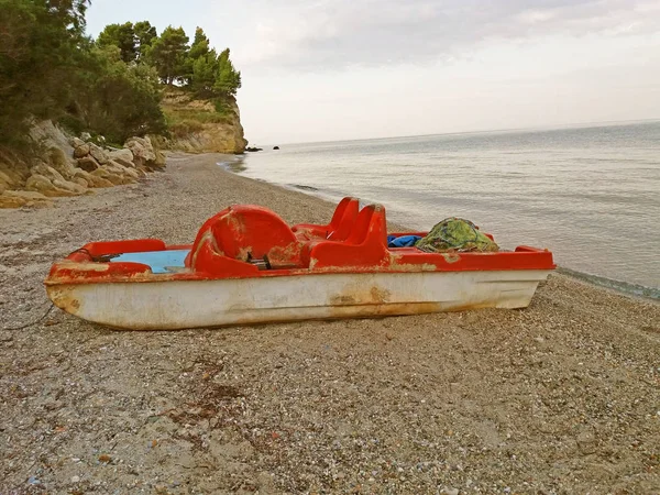Sassi Sulla Spiaggia Mar Mediterraneo Greco — Foto Stock
