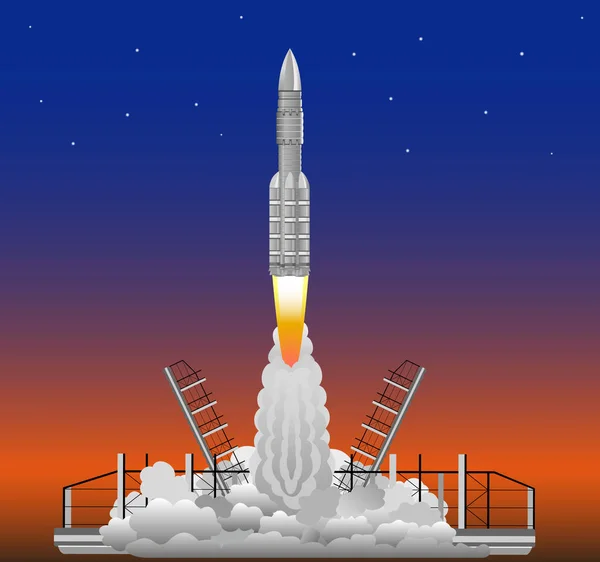 Odpálení nosné rakety z kosmodromu — Stockový vektor