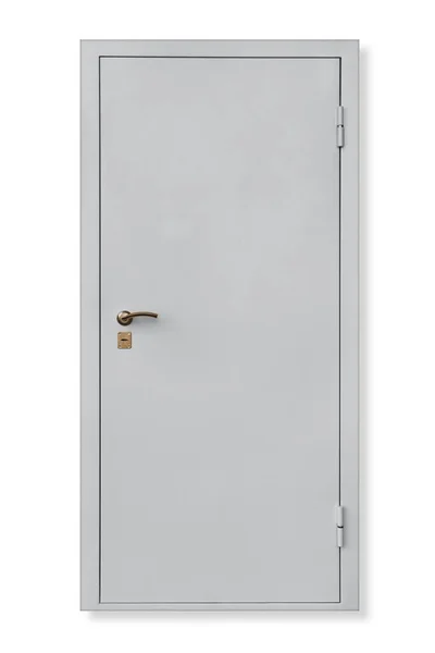Metalowe Drzwi Wejściowe Odizolowany Białym Tle Wytrzymała Konstrukcja — Zdjęcie stockowe