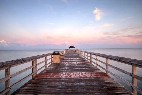 Salida Del Sol Temprano Sobre Muelle Nápoles Costa Del Golfo — Foto de Stock