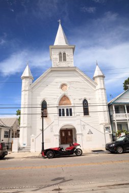 Key West, Florida, ABD - 1 Eylül 2018: Cornish Memorial Zion kilise Ame Key West, Florida Whitehead sokakta. Editoryal kullanım için.